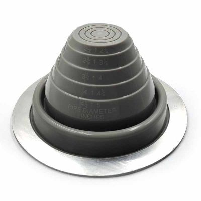 1/4 in. x 5-3/4 in. Aluminum Base Vent Pipe Flashing with Adjustable Rubber Collar in Grey